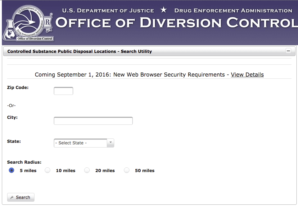 Controlled Substance Public Disposal Location