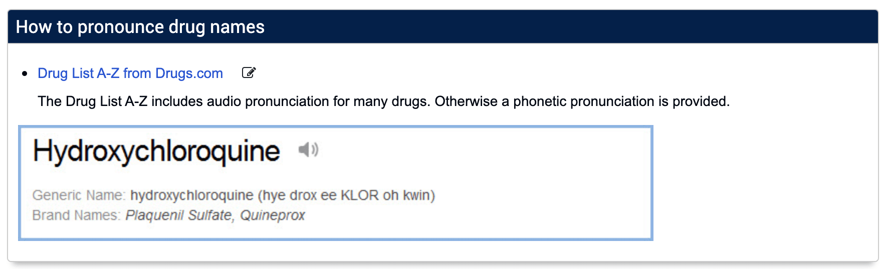 Drug Pronunciation