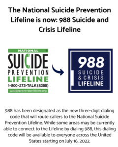 Suicide Prevention Lifeline is now 988